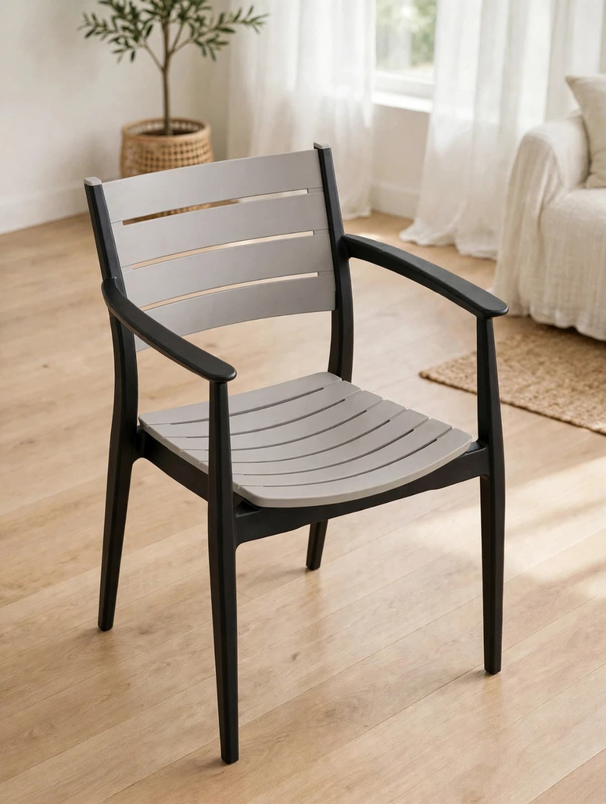 Slatted Molded Plastic Armchair