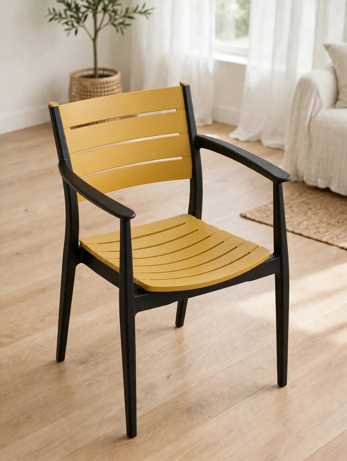 Slatted Molded Plastic Armchair